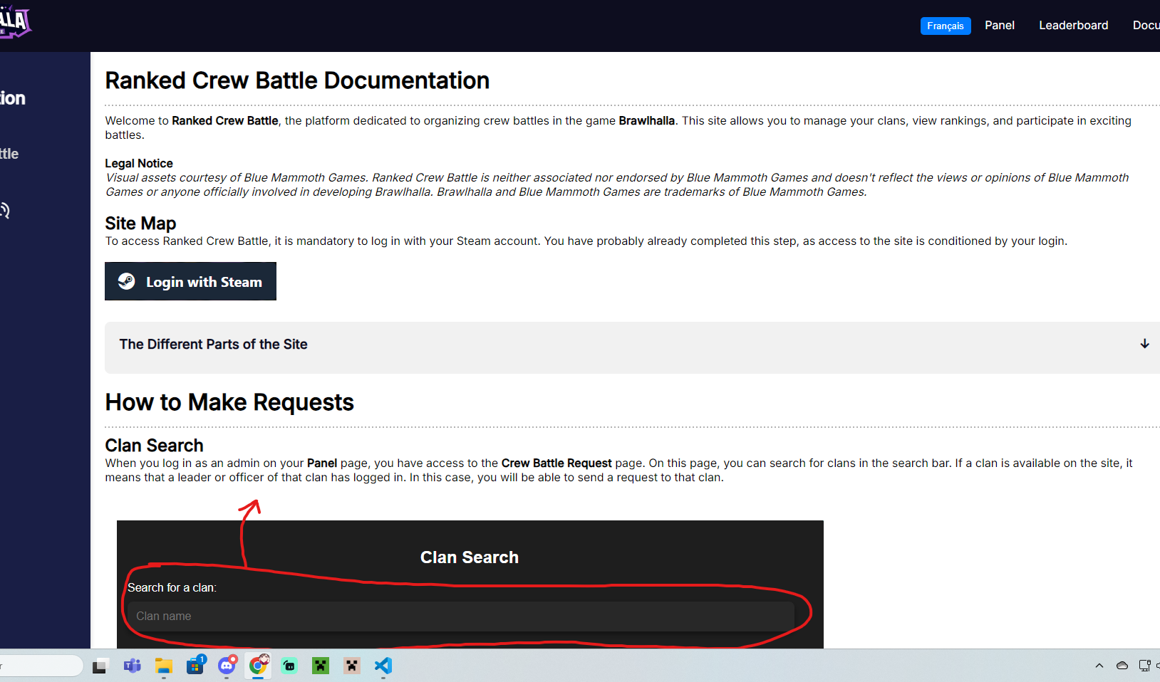 Documentation du site crew-battle.com